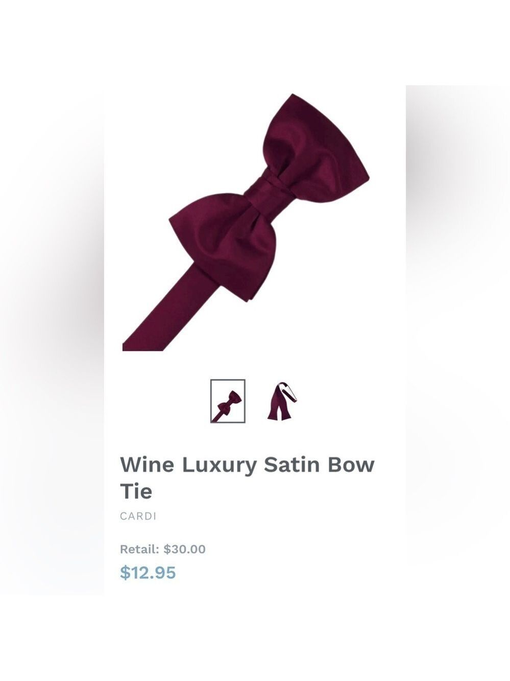Wine Burgundy Maroon Wedding Prom Tuxedo Pre Tied clip on Bow tie bowtie